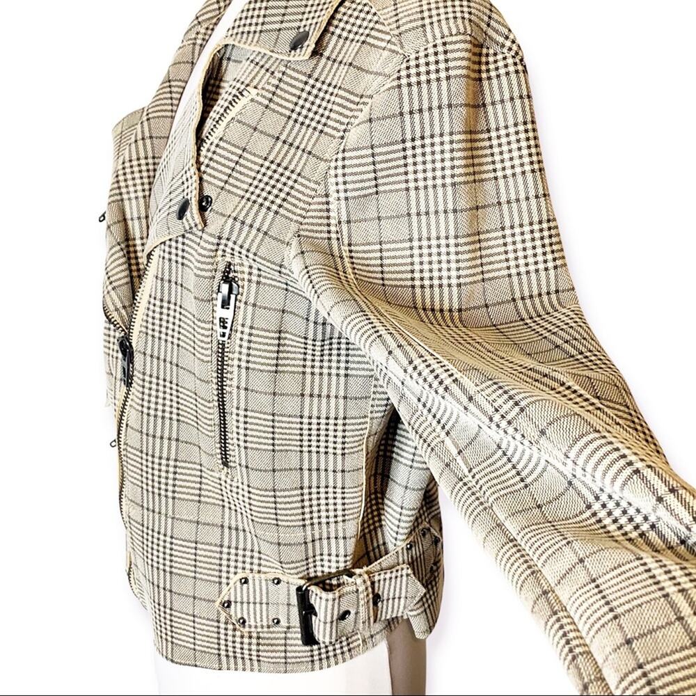 Blank NYC plaid moto style cropped jacket sz M - Picture 2 of 7